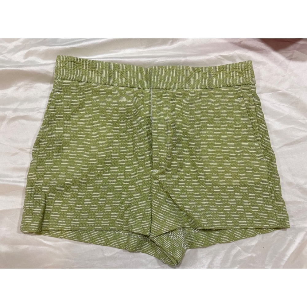 Catherine Malandrino Womens Size 8 Green Textured Stretch Cotton Shorts